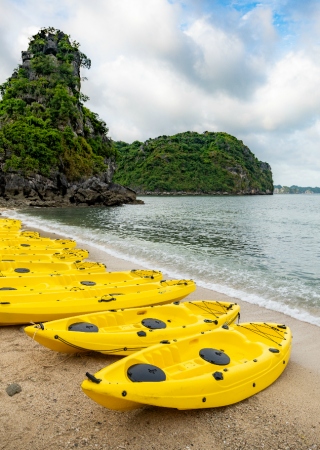 Kayak on Bai Tu Long bay beach